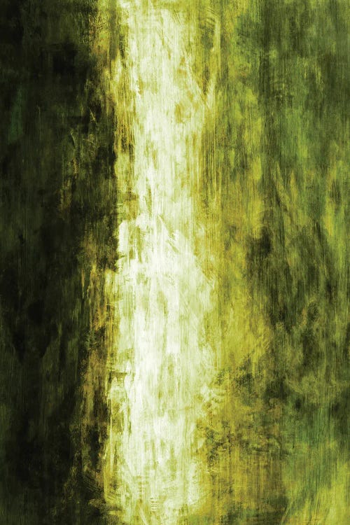 Midnight Waterfall IV Lime Green - Abstract Brushstrokes Contemporary