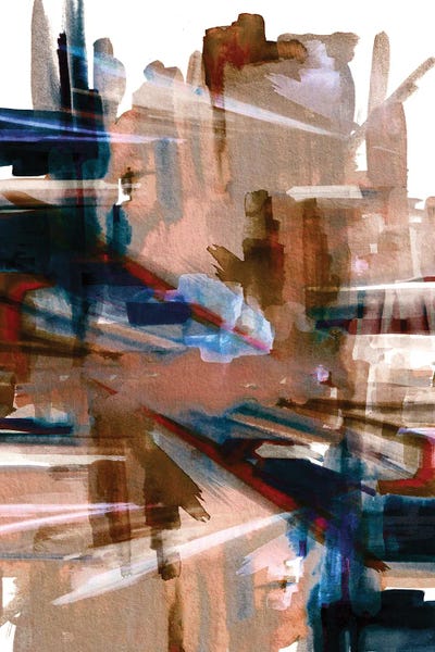 Julia Di Sano: City Lights XI - Urban Abstract Watercolor Painting by Julia Di Sano