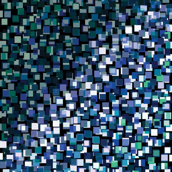 Rainbow Blocks III - Indigo Blue Geometric Abstract