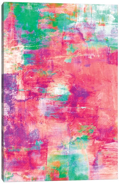 Off The Grid IV Canvas Art Print - Green & Pink Art