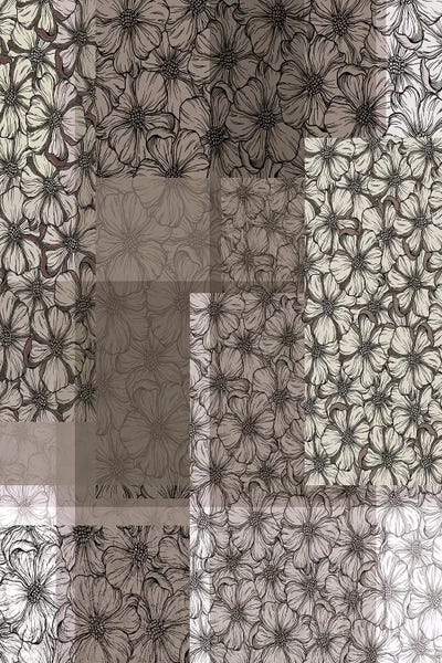 Patchwork Garden VI - Sepia Beige Floral Geometric Abstract