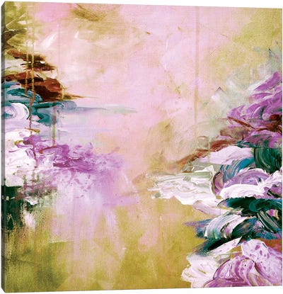 Winter Dreamland V Canvas Art Print - Green & Pink Art
