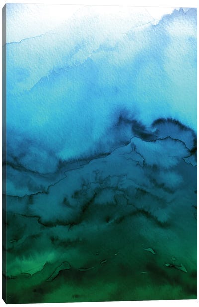 Winter Waves - Blue Green Ombre Canvas Art Print - Blue & Green Art