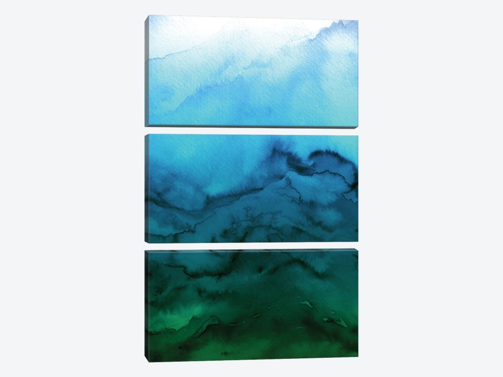 Winter Waves - Blue Green Ombre by Julia Di Sano 3-piece Canvas Art