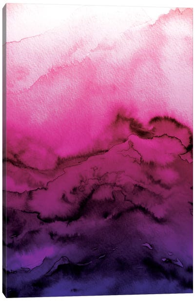 Winter Waves - Fuchsia Purple Ombre Canvas Art Print - 3-Piece Abstract Art
