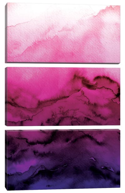 Winter Waves - Fuchsia Purple Ombre Canvas Art Print - 3-Piece Abstract Art