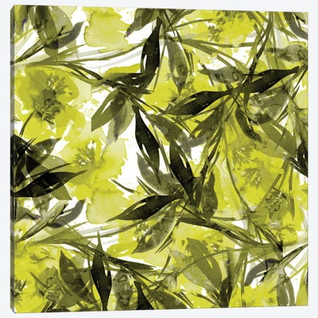 Floral Fiesta - Yellow & Gray Canvas Print #JDS9} by Julia Di Sano Art Print