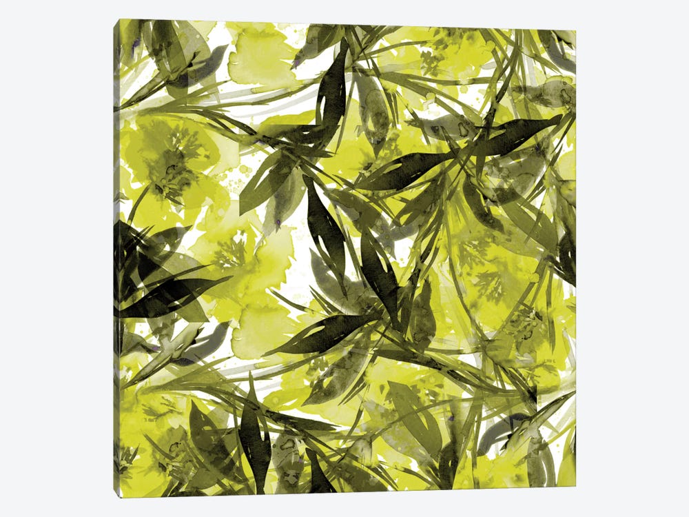 Floral Fiesta - Yellow & Gray by Julia Di Sano 1-piece Canvas Print