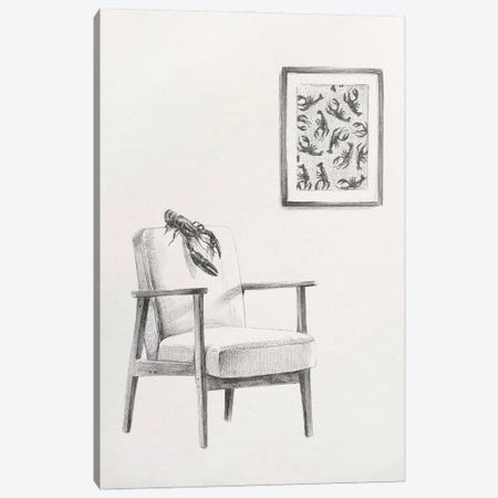 Lobster On Chair Canvas Print #JDZ18} by Joshua Daniels Canvas Artwork