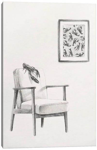 Lobster On Chair Canvas Art Print - Life Imitates Art