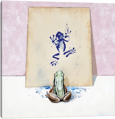 Kleins Frog (With Pink) Canvas Art Print - International Klein Blue