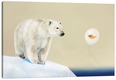 Bear Fishing Canvas Art Print - Balloons
