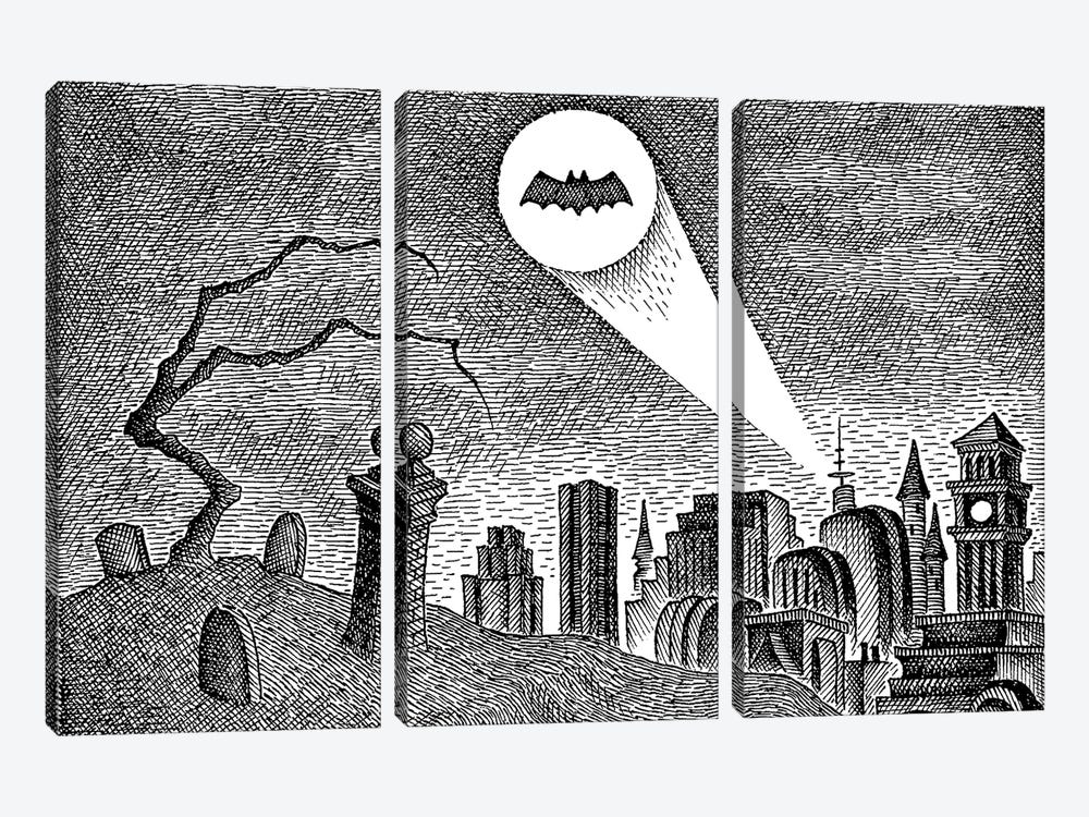 Bat-Signal by J.E. Larson 3-piece Canvas Artwork
