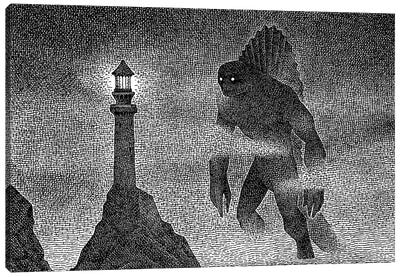 Curious Kaiju Canvas Art Print - Monster Art