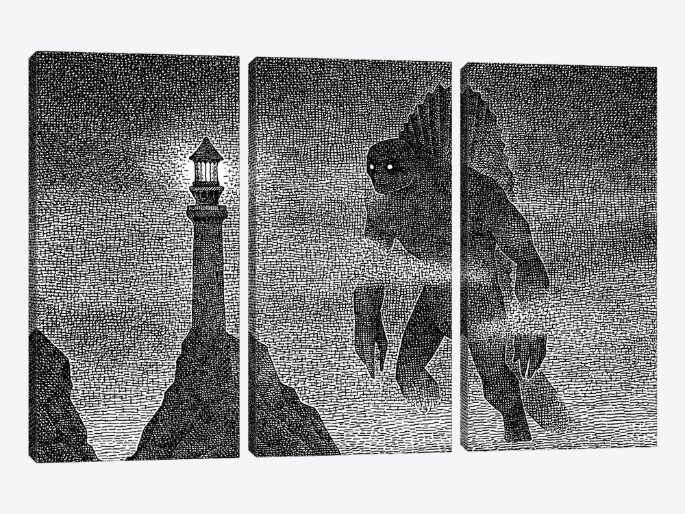 Curious Kaiju by J.E. Larson 3-piece Canvas Artwork