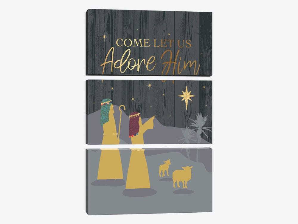 Come Let Us Adore Him by Jennifer Ellory 3-piece Canvas Print