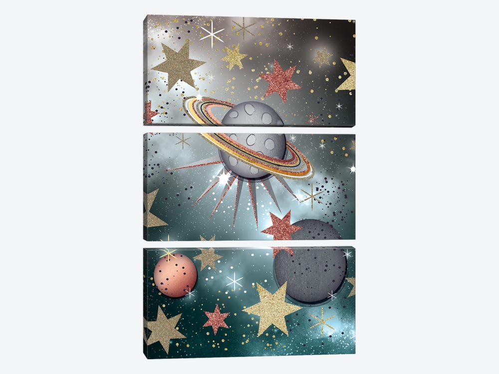 Starry Planets by Jennifer Ellory 3-piece Canvas Wall Art