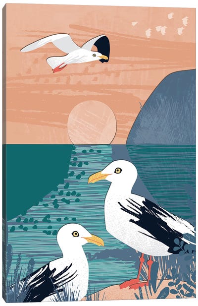Coastal Collage III Canvas Art Print - Gull & Seagull Art
