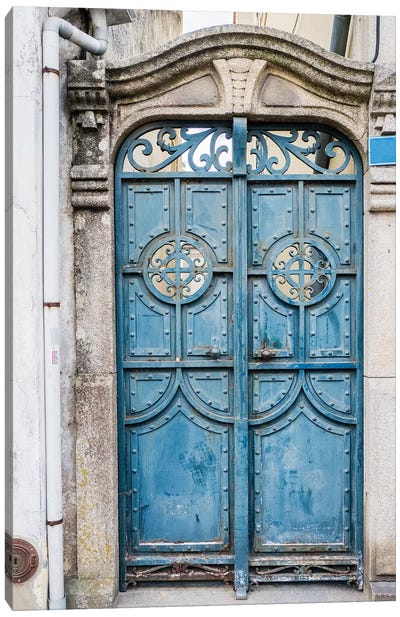A Unique Metal Door On A Home In The Streets, Aveiro, Portugal Canvas Art Print - Portugal Art