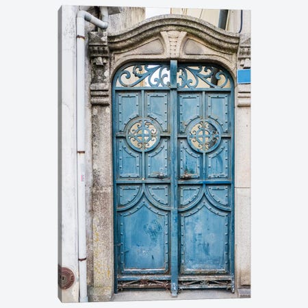 Portugal, Aveiro. A unique metal door on a home in the streets of Aveiro. Canvas Print #JEG11} by Julie Eggers Canvas Art