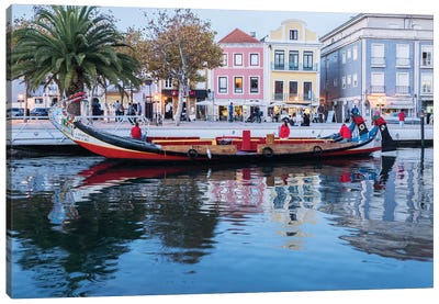 Moliceiro Boat On The Canal, Aveiro, Portugal Canvas Art Print - Portugal Art