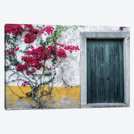 Portugal, Obidos. Beautiful bougainvillea blooming in the town Canvas Print #JEG16} by Julie Eggers Canvas Print