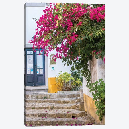 Beautiful Bougainvillea Blooming In Town I, Portugal, Obidos, Portugal Canvas Print #JEG17} by Julie Eggers Art Print