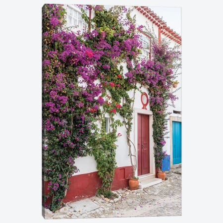 Beautiful Bougainvillea Blooming In Town III, Portugal, Obidos, Portugal Canvas Print #JEG19} by Julie Eggers Canvas Artwork