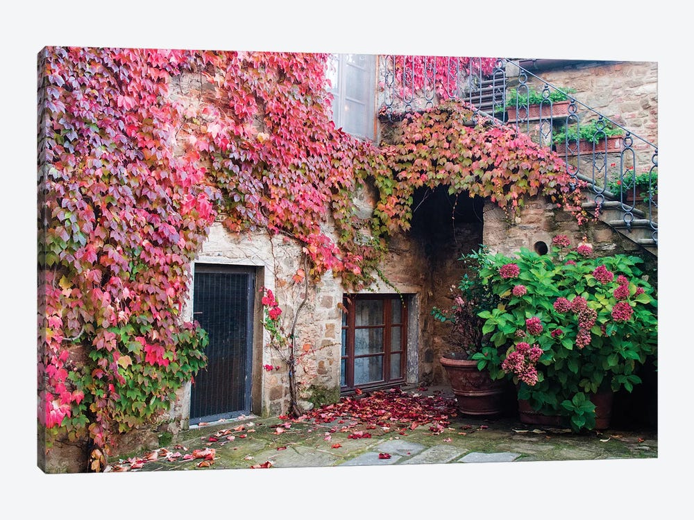 Ivy-Covered Building, Castello di Volpaia, Italy by Julie Eggers 1-piece Canvas Art