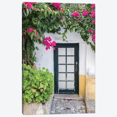 Doorway Surrounded By A Bougainvillea Vine, Obidos, Portugal Canvas Print #JEG23} by Julie Eggers Canvas Art Print