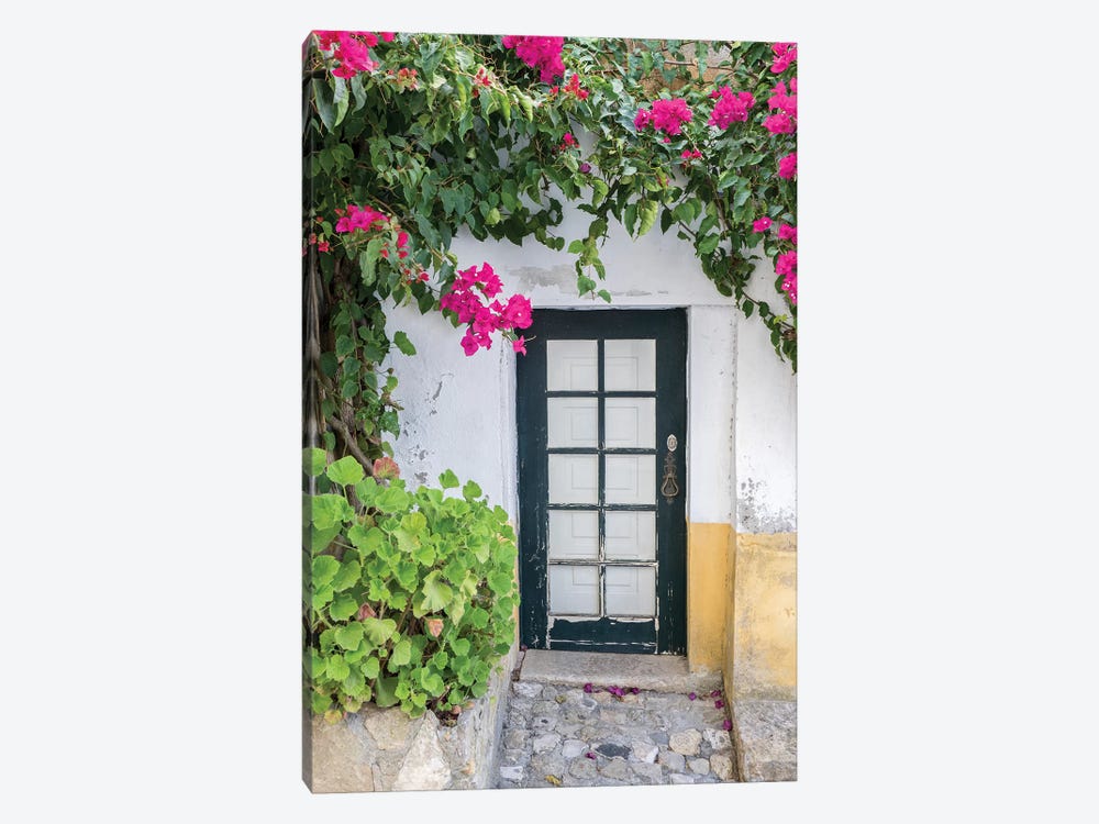 Doorway Surrounded By A Bougainvillea Vine, Obidos, Portugal by Julie Eggers 1-piece Art Print