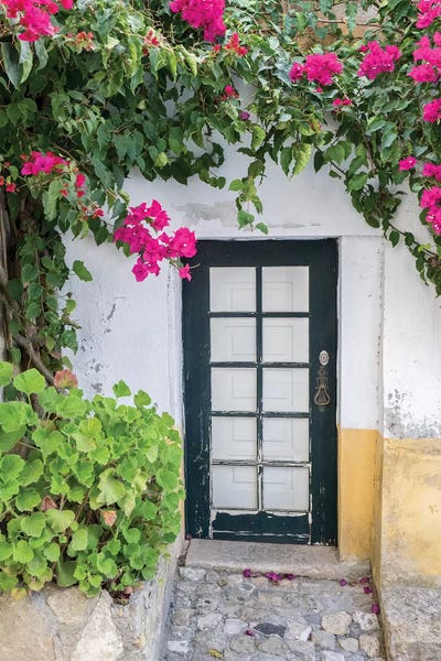 Bougainvillea: Doorway Surrounded By A Bougainvillea Vine, Obidos, Portugal by Julie Eggers