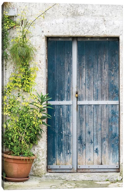 Blue Door On A Sassi House In Matera Canvas Art Print - Door Art