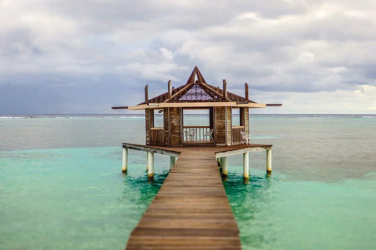 Caribbean, Honduras, Roatan. Dock leading to a gazebo.