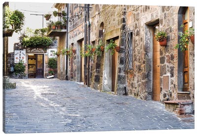 Village Street, Contignano, Siena Province, Tuscany Region, Italy Canvas Art Print - Masonry Art