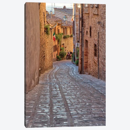 Italy, Umbria Cobblestone Street In The Town Of Spello Canvas Print #JEG62} by Julie Eggers Canvas Print