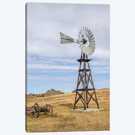 USA, Washington State, Molson, Okanogan County. Windmill In The Ghost Town Canvas Print #JEG66} by Julie Eggers Canvas Artwork