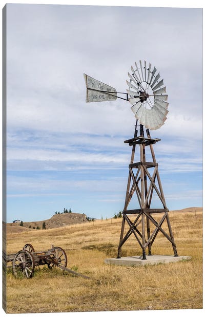 USA, Washington State, Molson, Okanogan County. Windmill In The Ghost Town Canvas Art Print - Country Scenic Photography