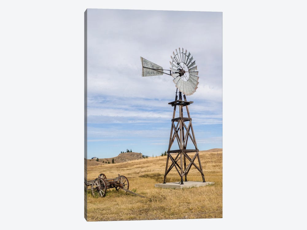 USA, Washington State, Molson, Okanogan County. Windmill In The Ghost Town by Julie Eggers 1-piece Canvas Wall Art