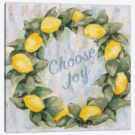 Choose Joy Lemon Wreath Canvas Print #JEH22} by Jennifer Holden Canvas Artwork