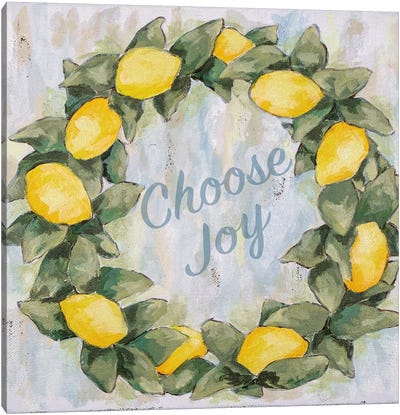 Choose Joy Lemon Wreath Canvas Art Print