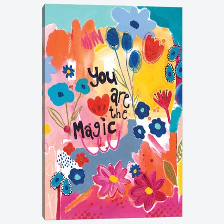 You Are The Magic Floral Canvas Print #JEI13} by Jennifer Mccully Canvas Wall Art
