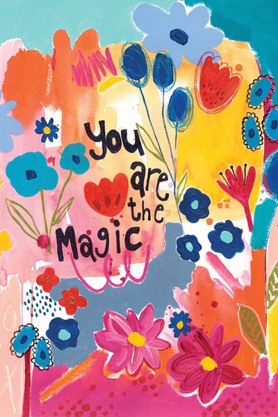 Neon Typography: You Are The Magic Floral by Jennifer Mccully