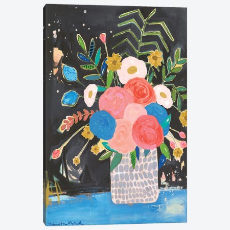 The Grey Polka Dot Vase Canvas Print #JEI14} by Jennifer Mccully Canvas Print