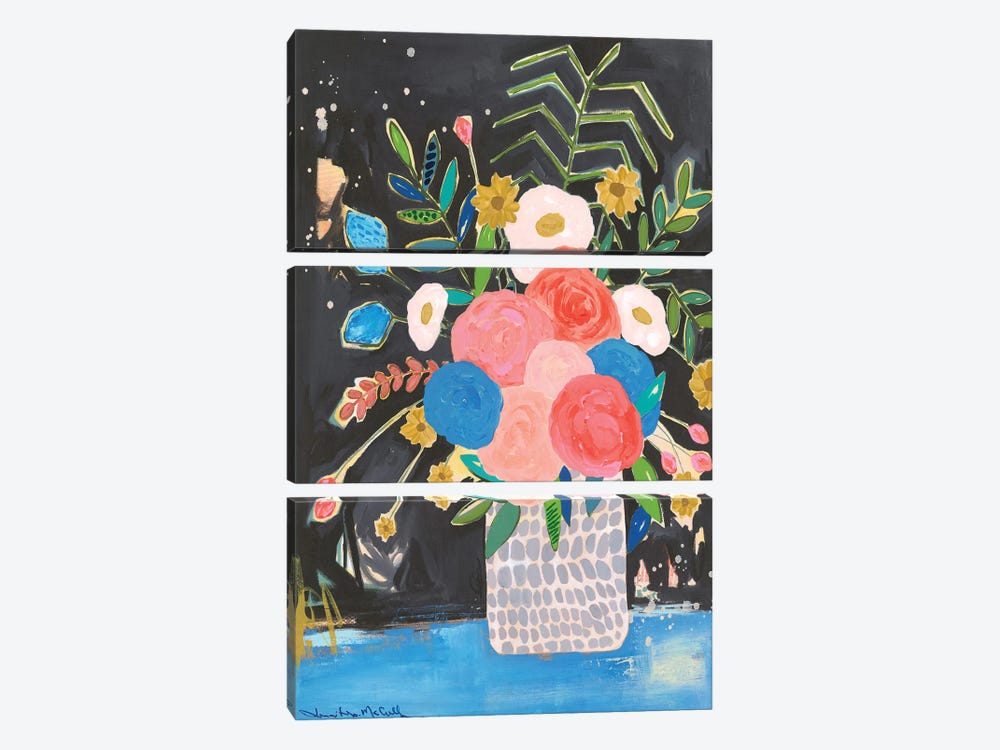 The Grey Polka Dot Vase by Jennifer Mccully 3-piece Canvas Art