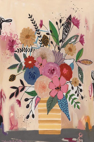 The Yellow Striped Vase by Jennifer Mccully multi panel art