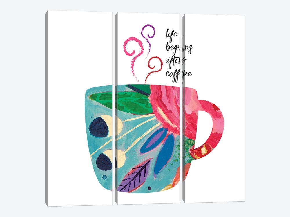 Life Begins After Coffee by Jennifer Mccully 3-piece Art Print