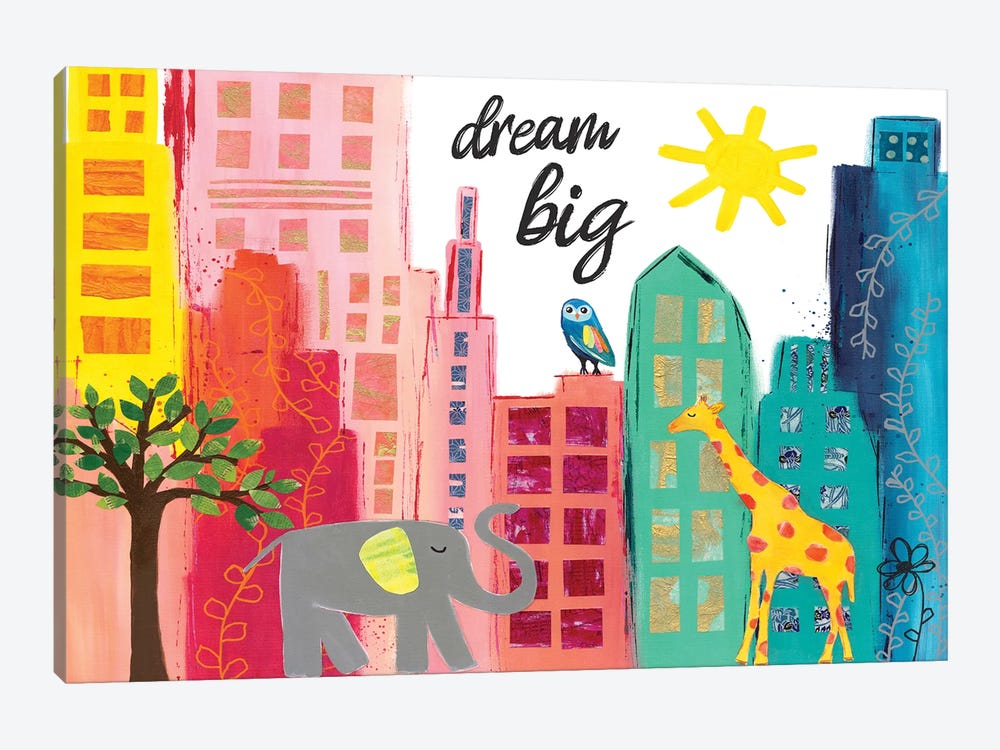 Dream Big Animals In The City by Jennifer Mccully 1-piece Canvas Wall Art