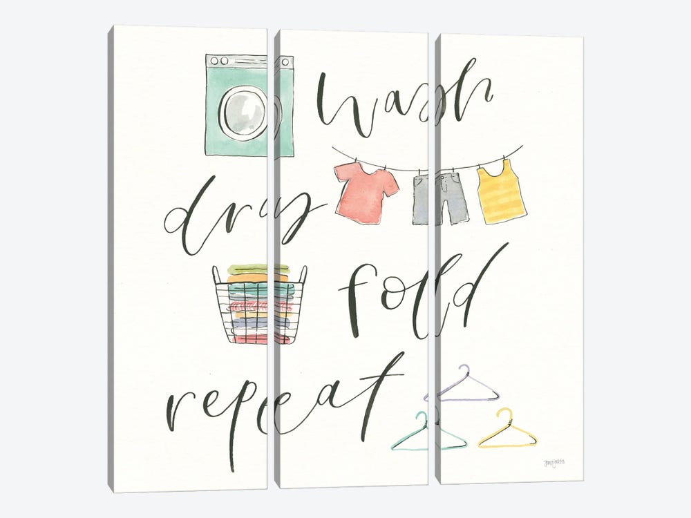 Wash. Dry. Fold. Repeat V by Jenaya Jackson 3-piece Canvas Art