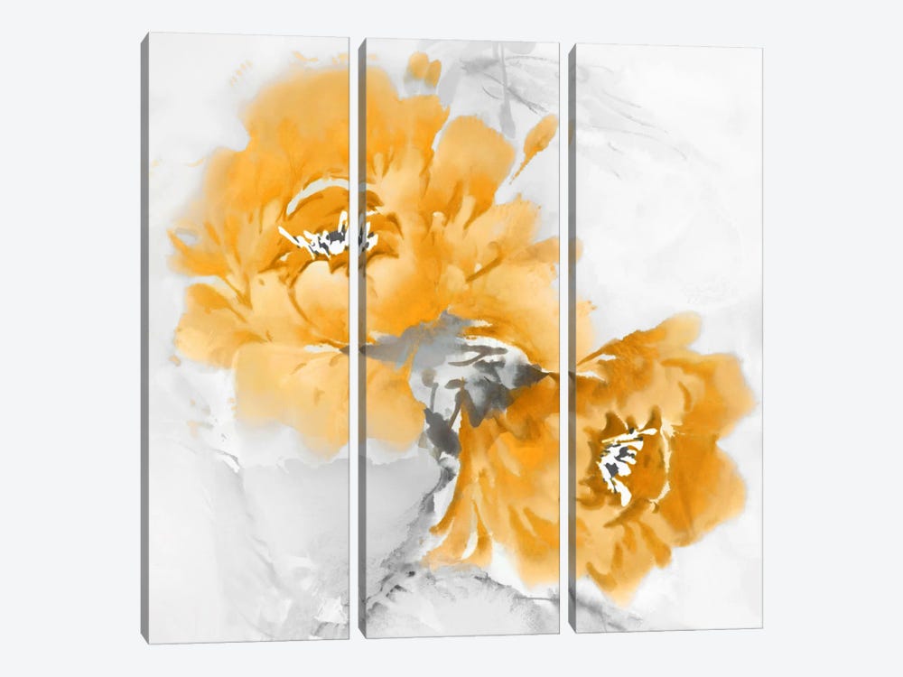 Flower Bloom In Mandarin I 3-piece Canvas Artwork